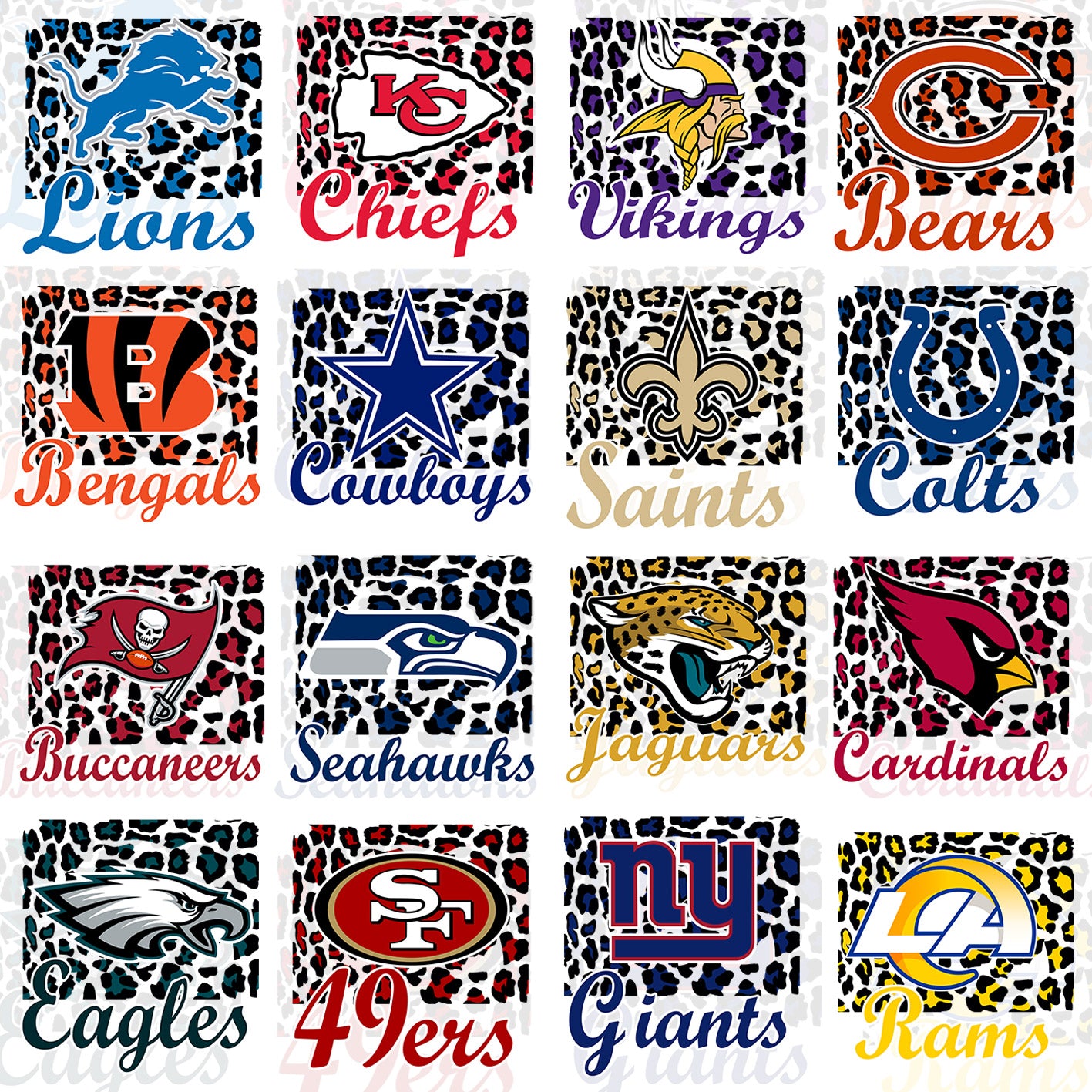 32 NFL Leopard Print Designs PNG