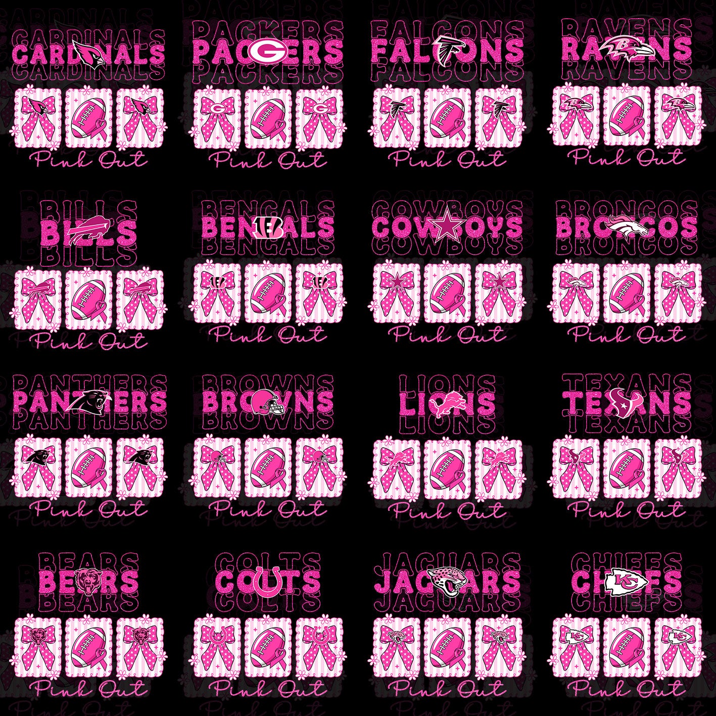 32 Pink Out NFL Name Designs PNG