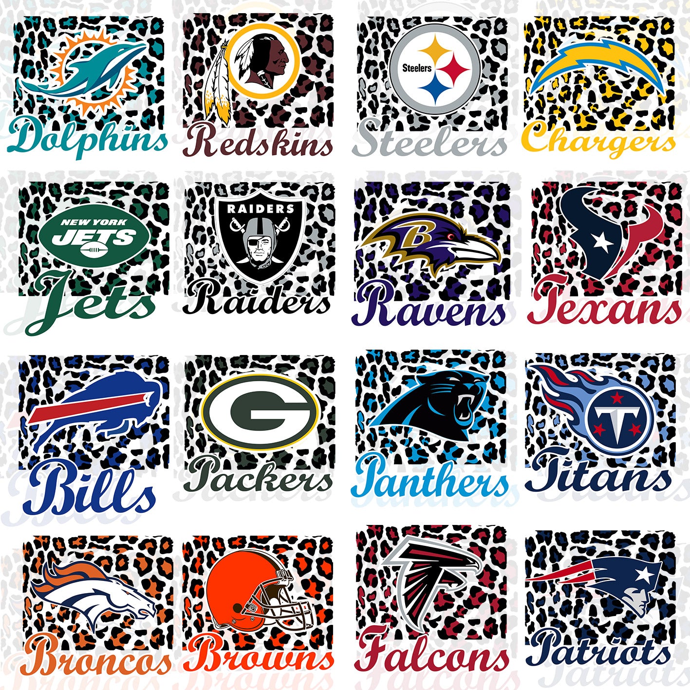 32 NFL Leopard Print Designs PNG