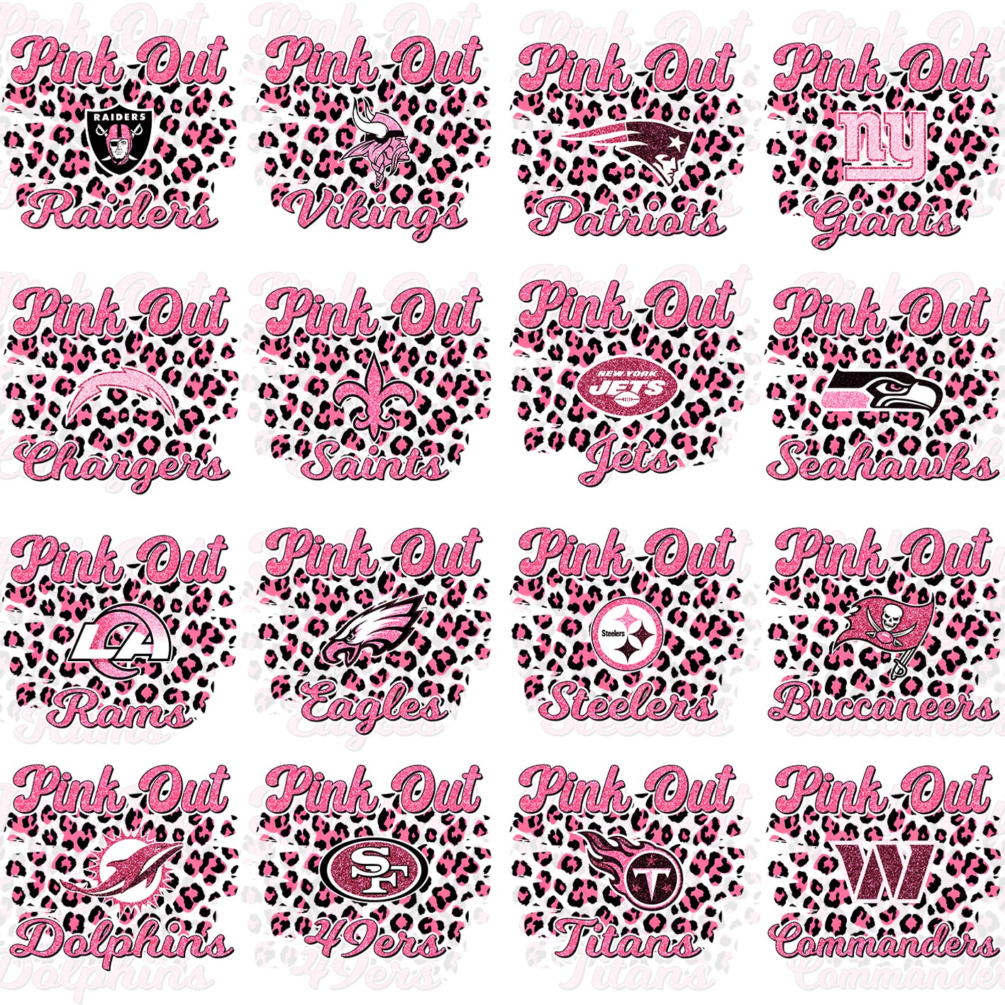32 Pink Out Leopard Style NFL Designs, FREE Mockups