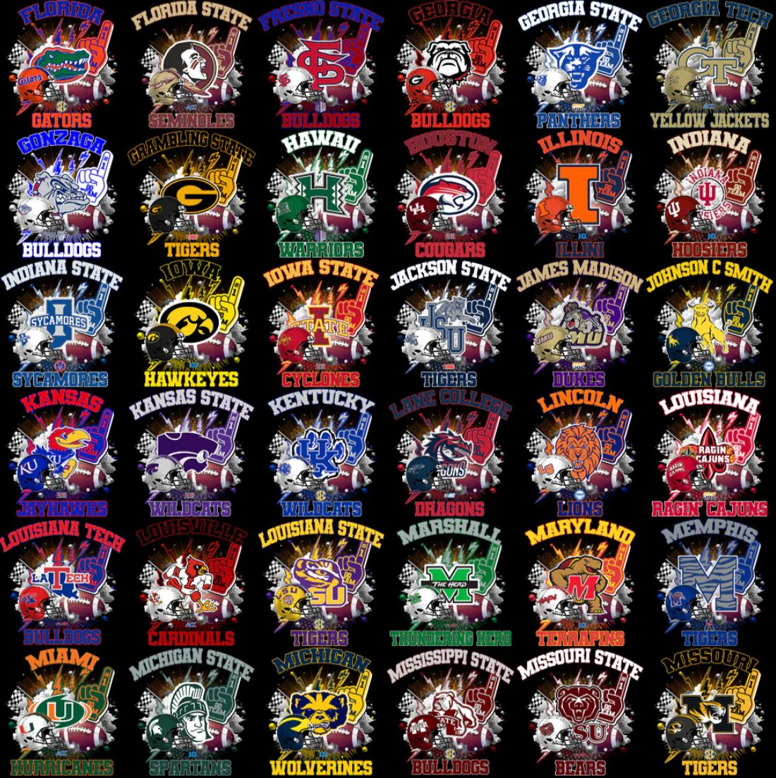 127 College NCAA Team Retro T Shirt Desigs