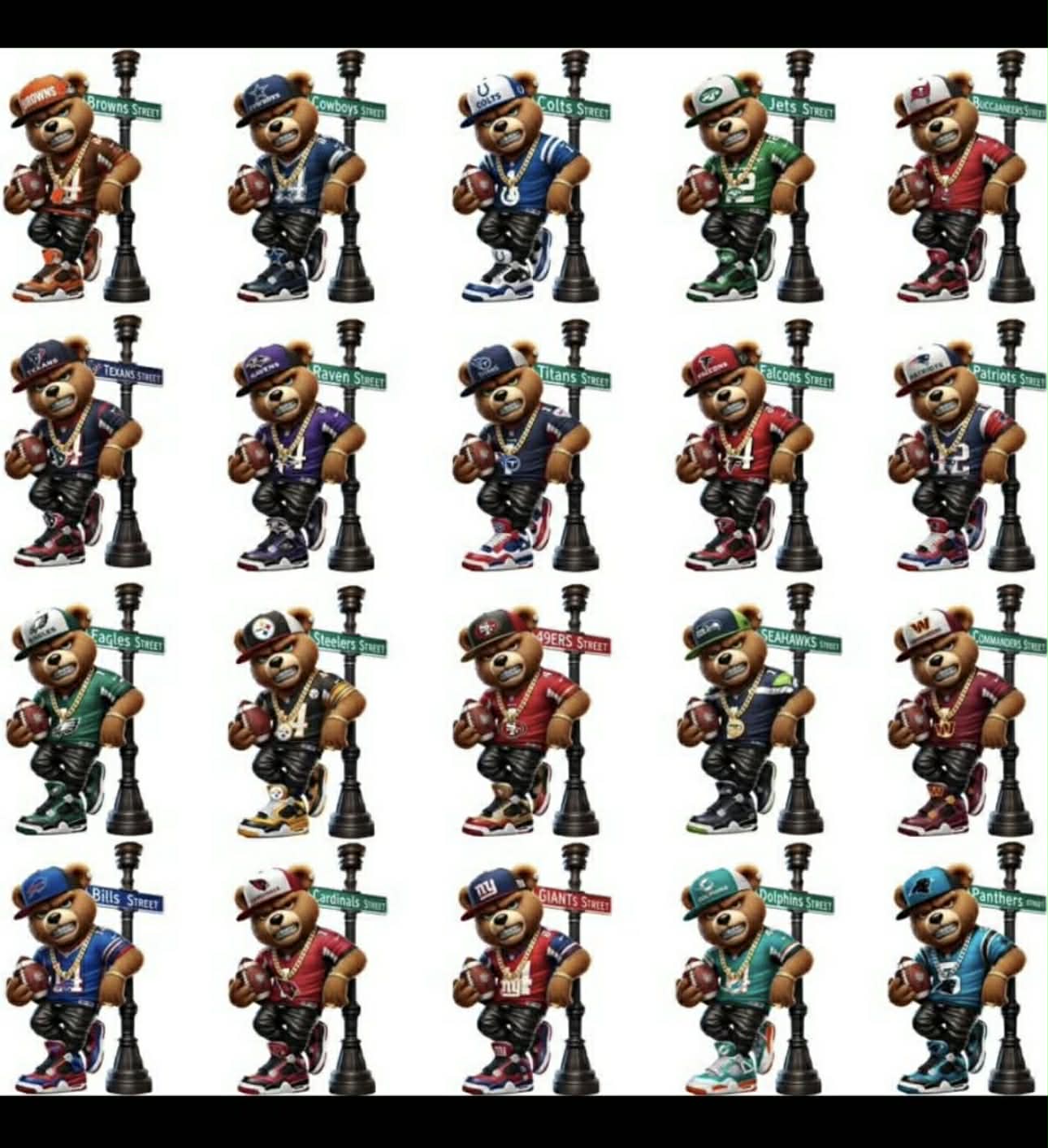 32 Street Pole Teddy NFL Designs PNG