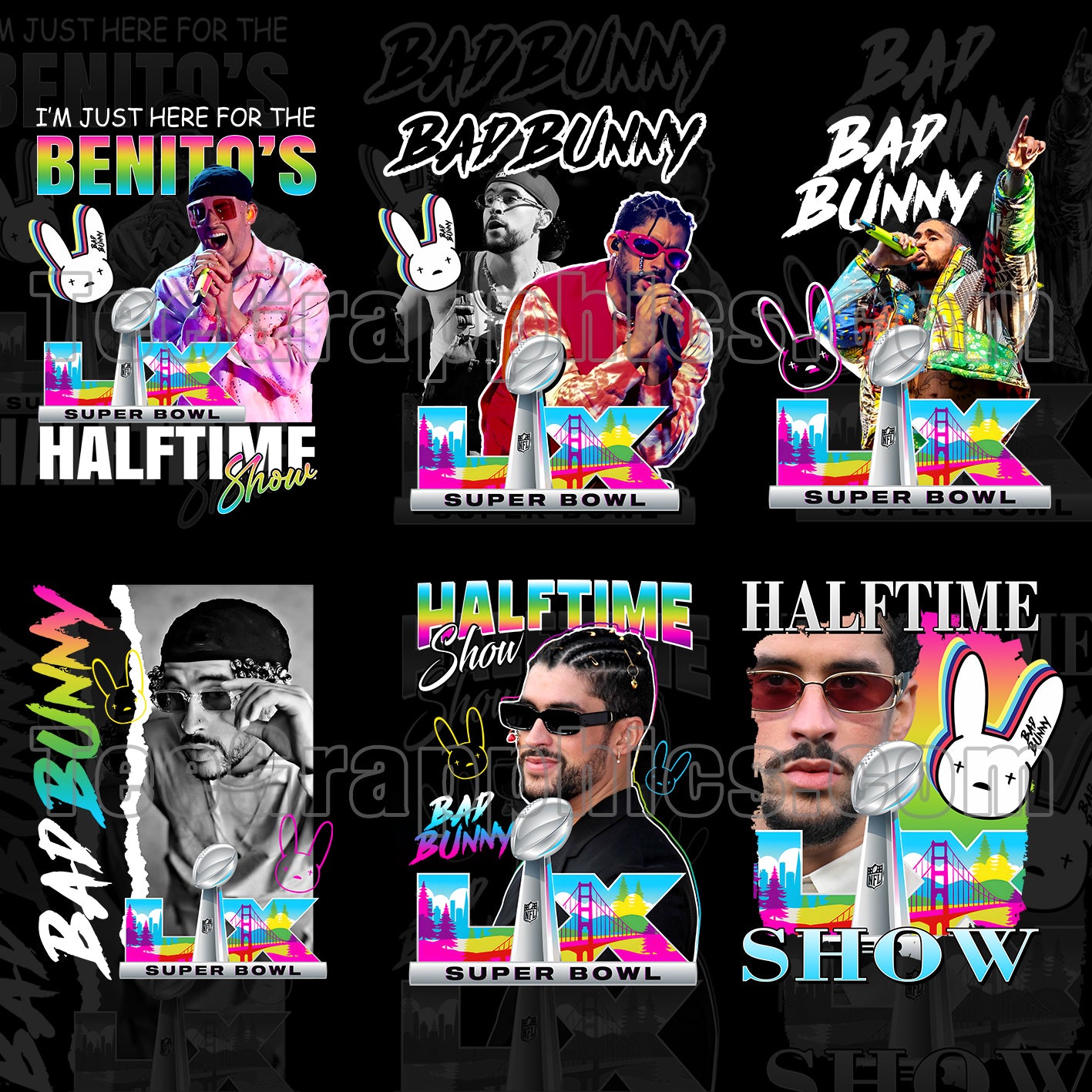 6 Exclusive Super Bowl LX Bad Bunny Designs PNG