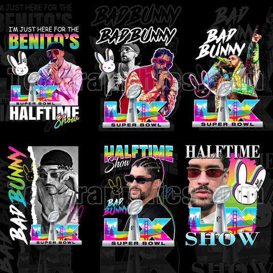 6 Exclusive Super Bowl LX Bad Bunny Designs PNG