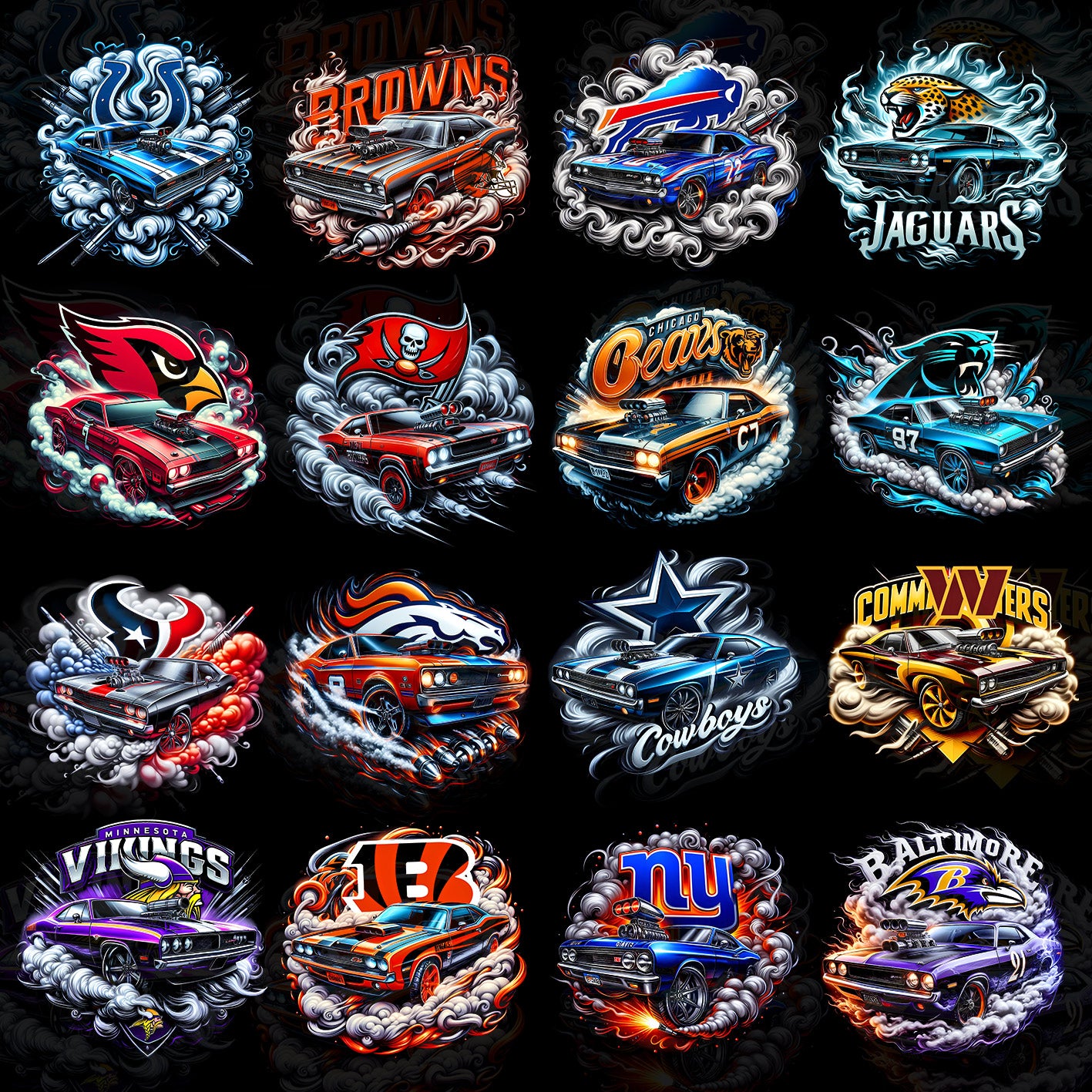 32 NFL Smoke Car T Shirt Designs