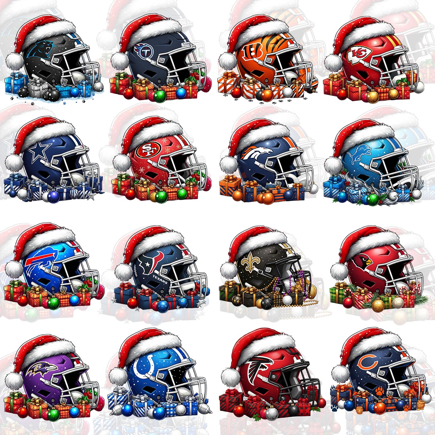 32 Christmas NFL Helmets T Shirt Designs