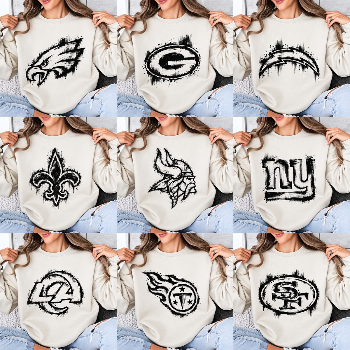 32 Ink Brush Style NFL T Shirt Deisgns