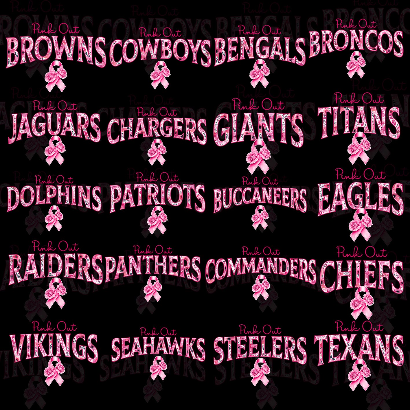 32 Pink Out Floral NFL Name Designs PNG