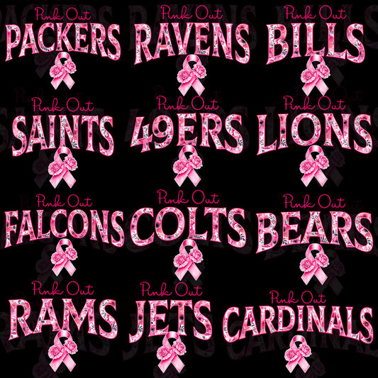 32 Pink Out Floral NFL Name Designs PNG