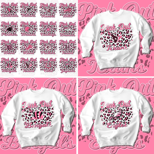 32 Pink Out Leopard Style NFL Designs, FREE Mockups