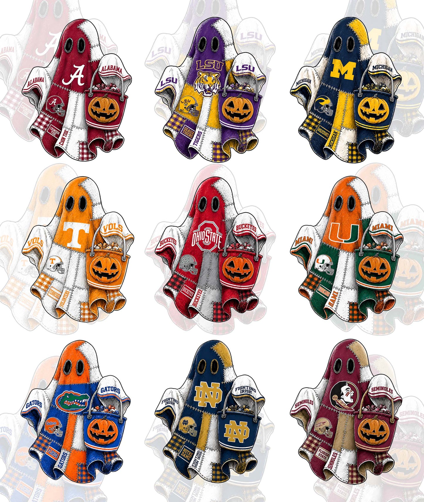 32 NFL Patchwork Ghost Designs, FREE College Teams