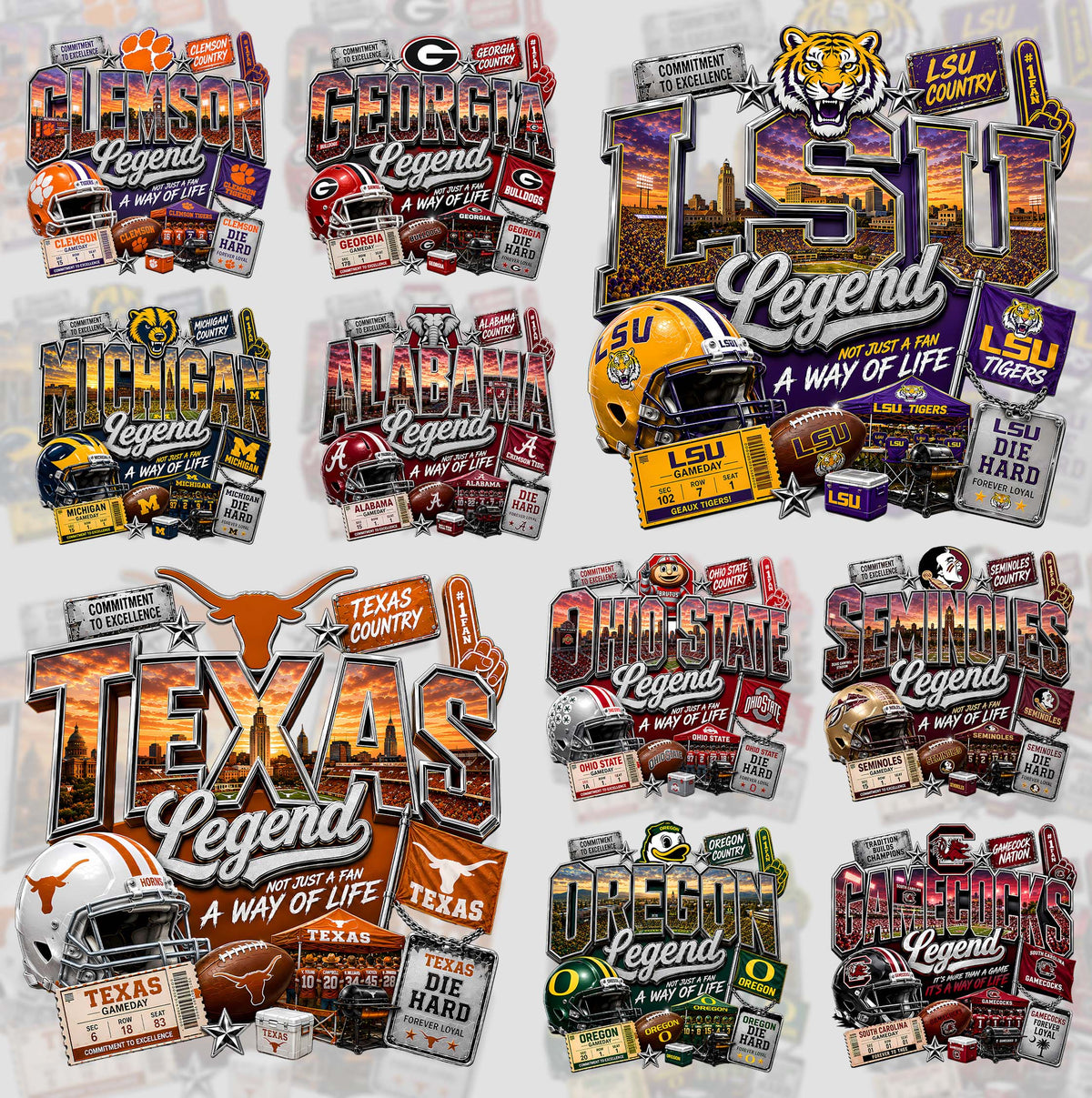 32 NFL Legends T Shirt Designs, FREE College Teams