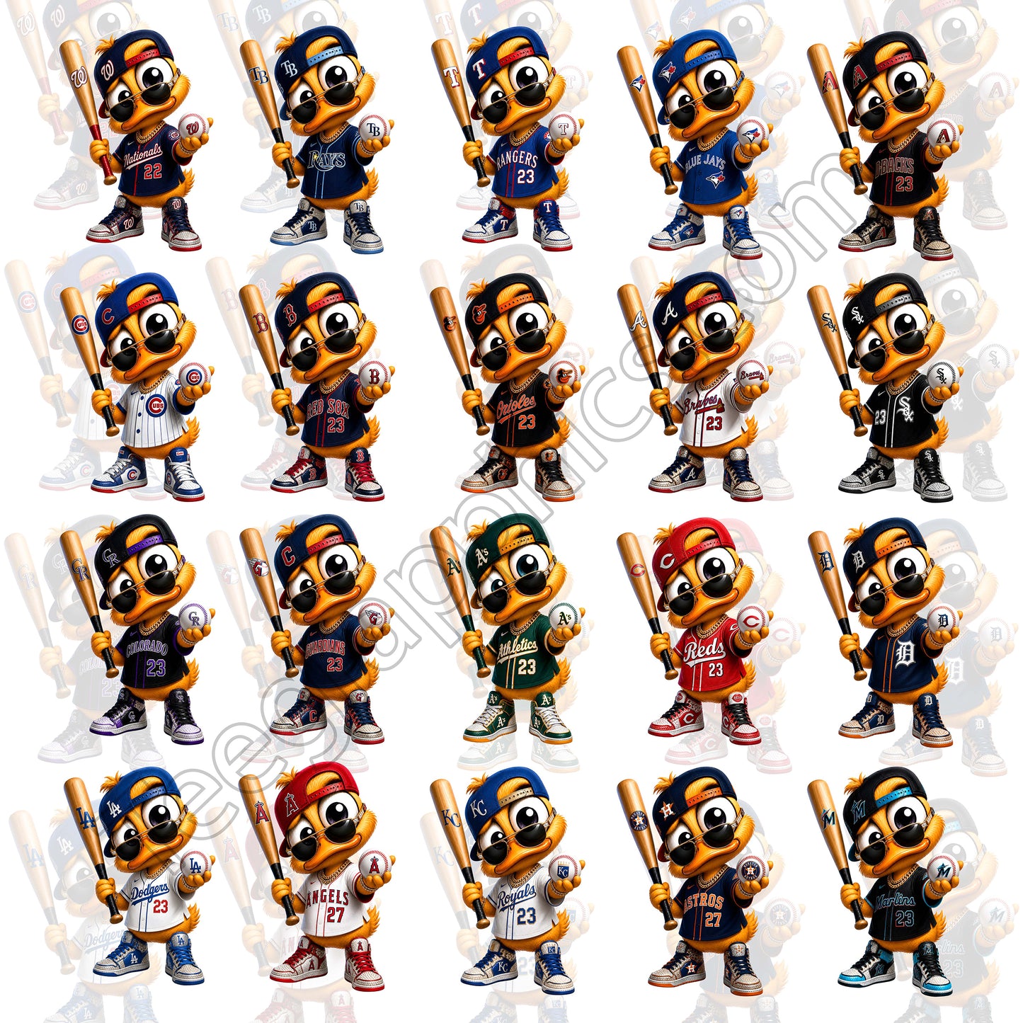 30 Duck MLB T Shirt Designs