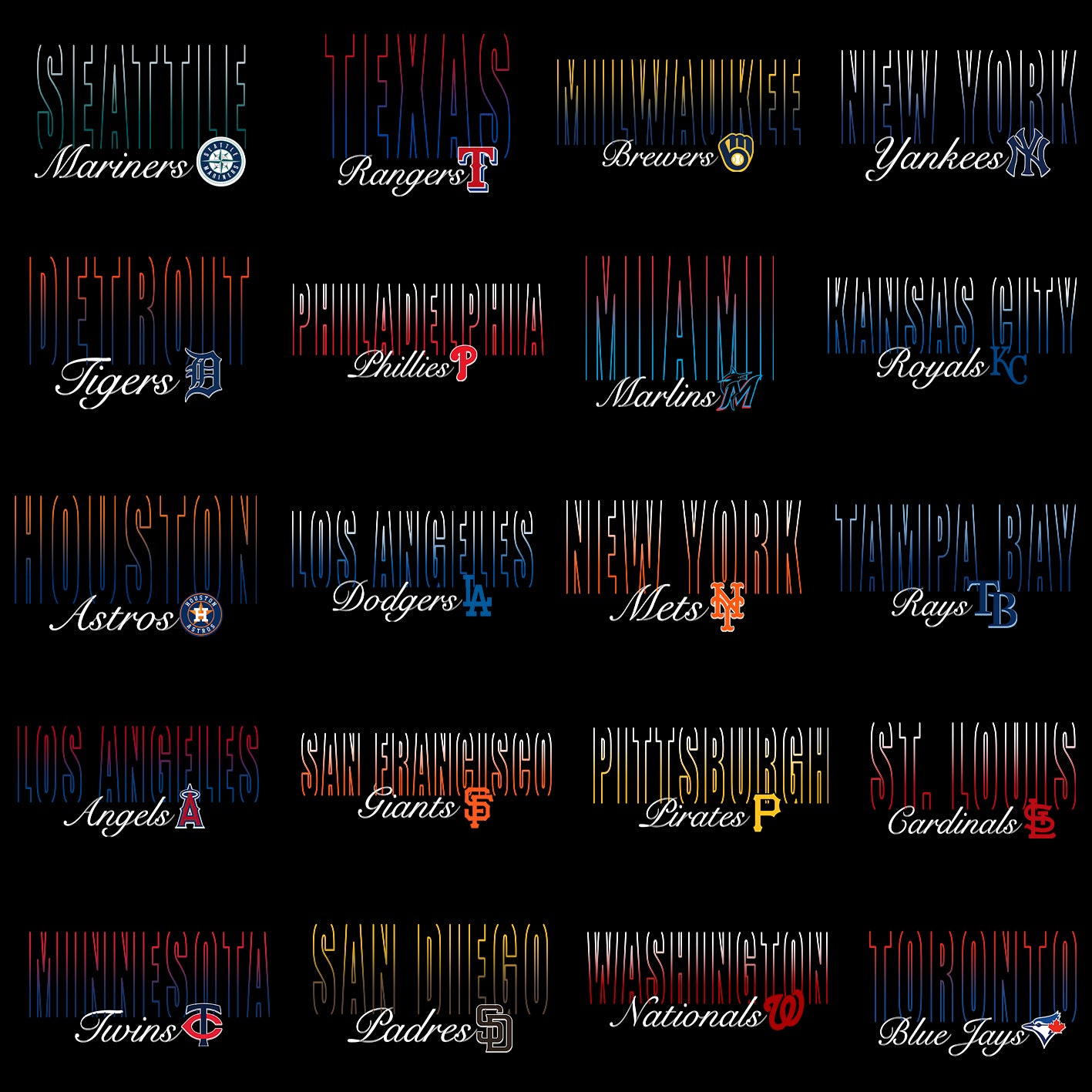 30 Typography Style MLB T Shirt Designs