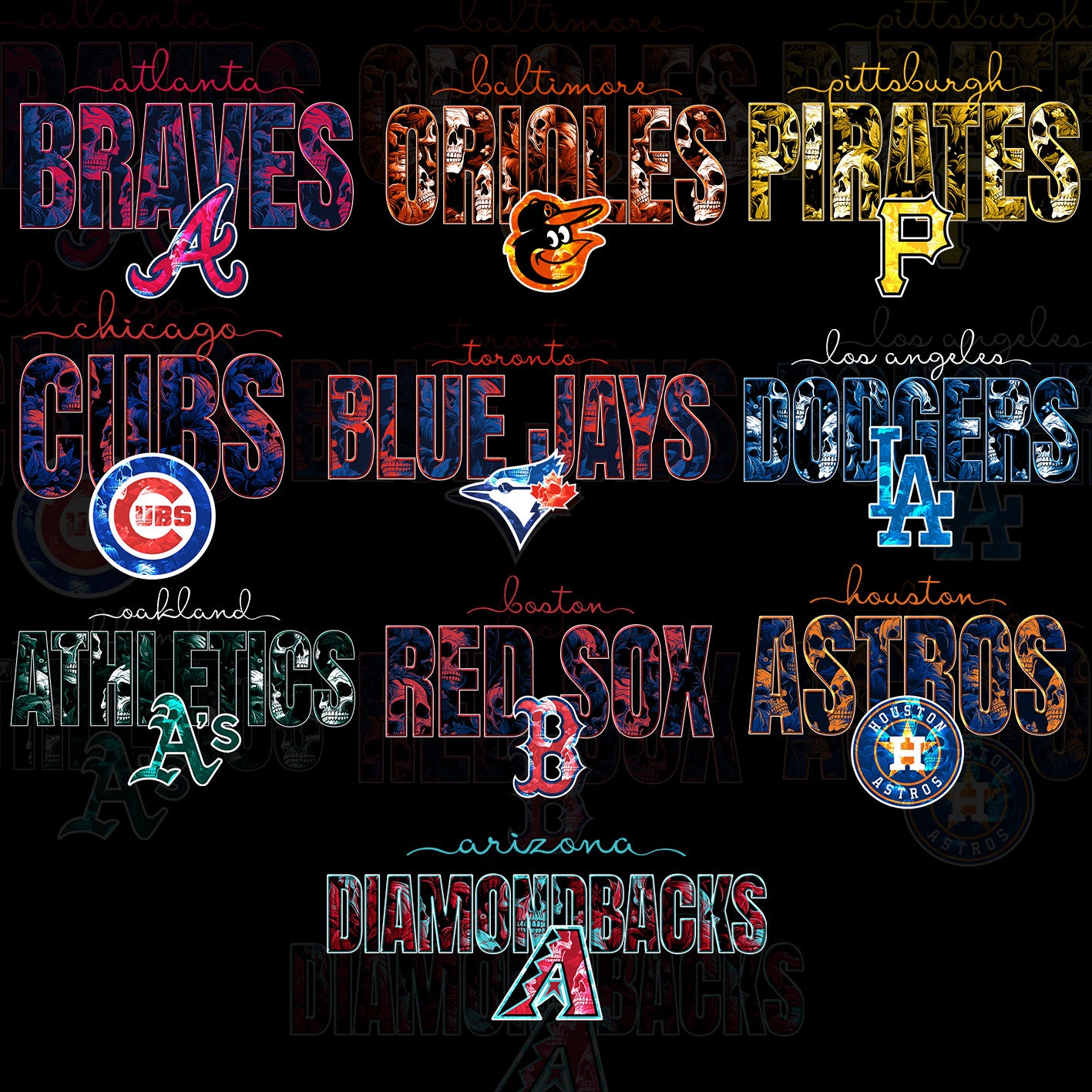 30 Skull Theme MLB T Shirt Designs