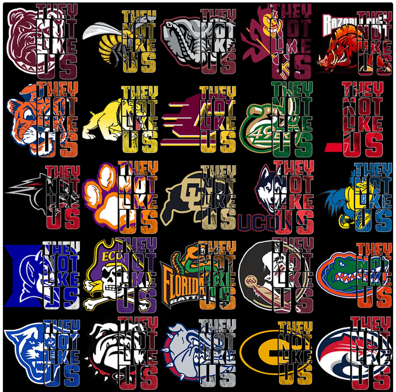 60 College NCAA They Not Like Us Football Teams Designs