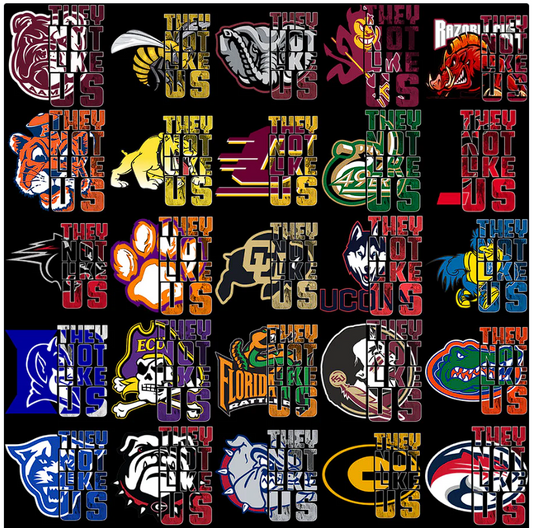 60 College NCAA They Not Like Us Football Teams Designs