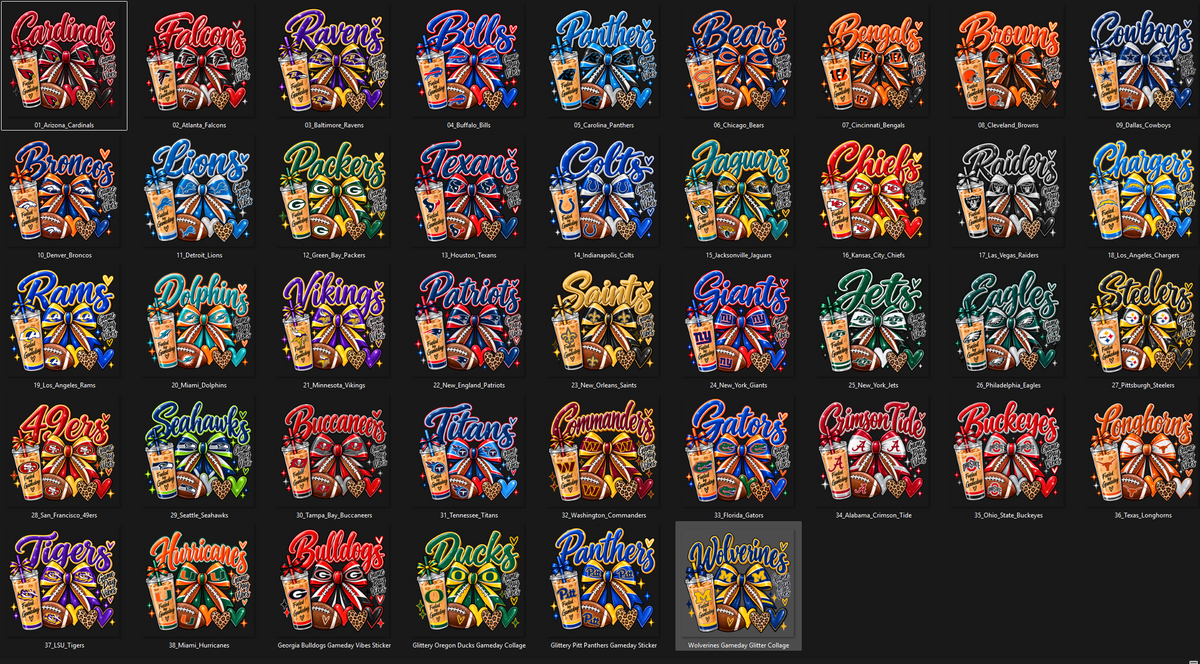 32 NFL BOW T Shirt Designs+FREE 12 College Designs