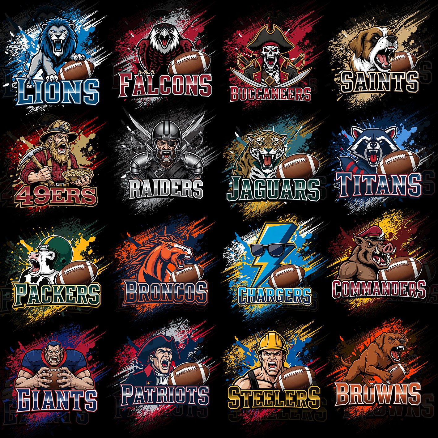 32 NFL Mascots T Shirt Designs