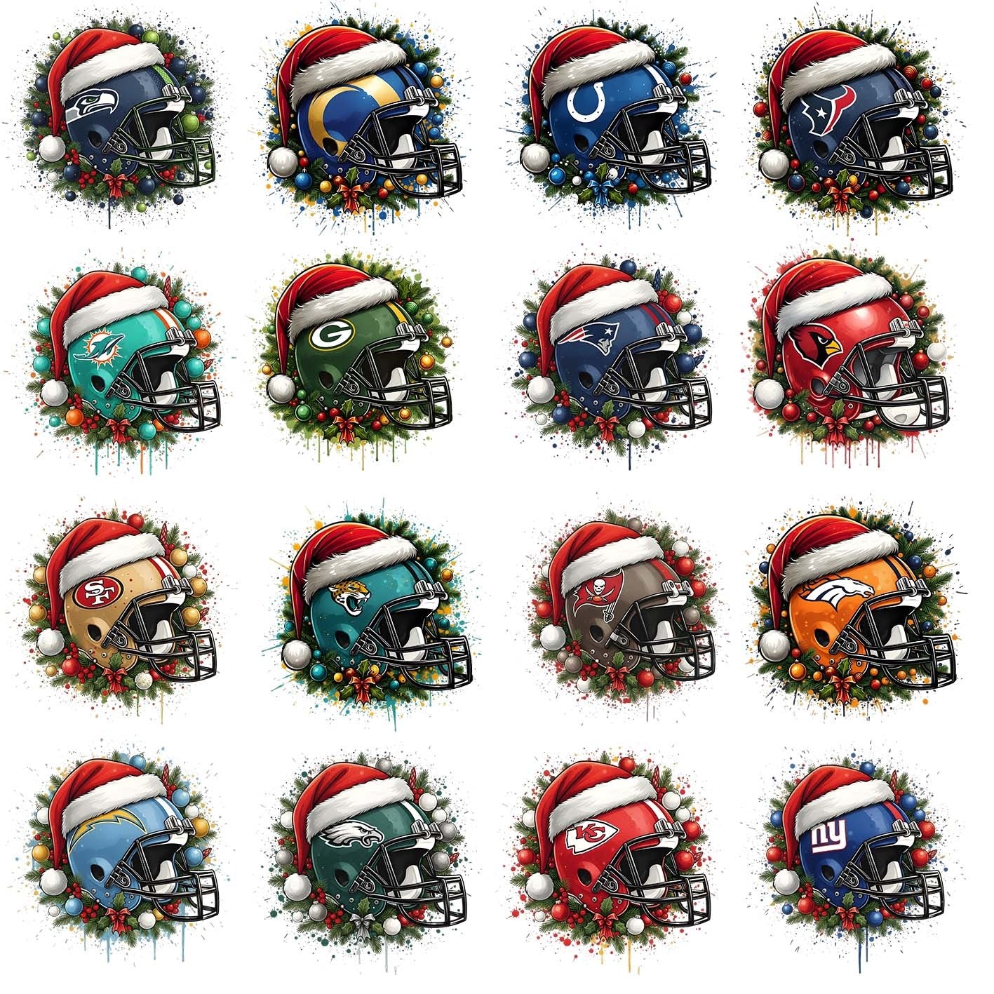 32 Christmas NFL Helmet T Shirt Designs
