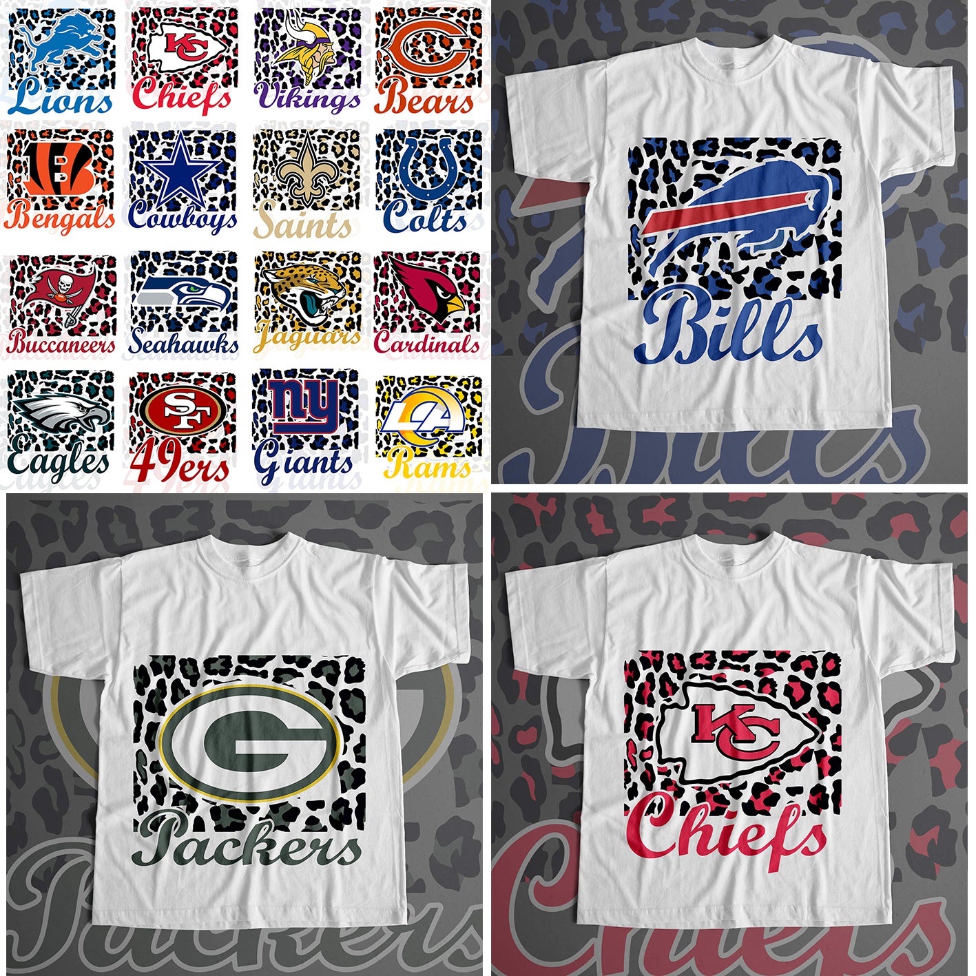 32 NFL Leopard Print Designs PNG