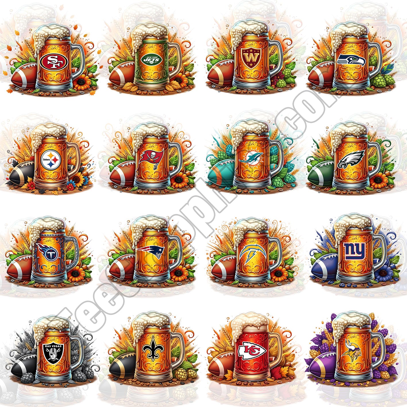 32 NFL Beer Glass T Shirt Deisgns