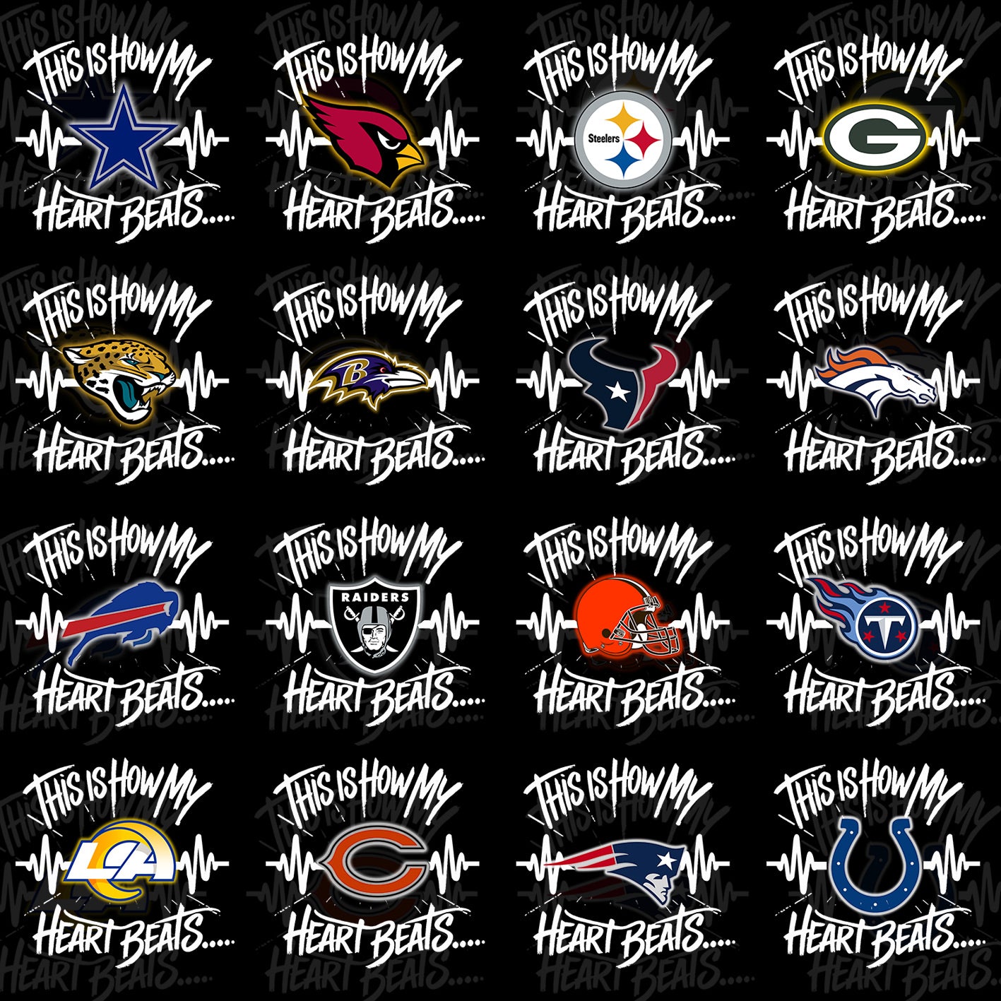 32 NFL Heart Beats T Shirt Designs