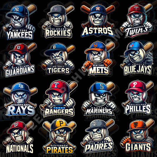 30 MLB Angry Ball T Shirt Designs