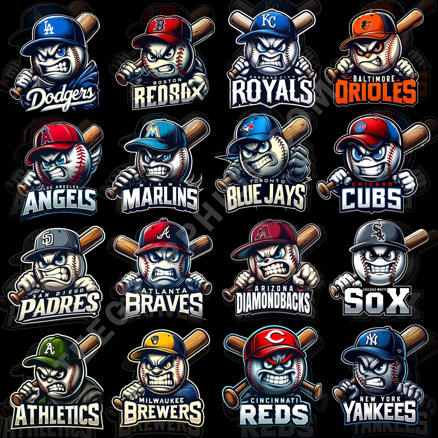 30 MLB Angry Ball T Shirt Designs