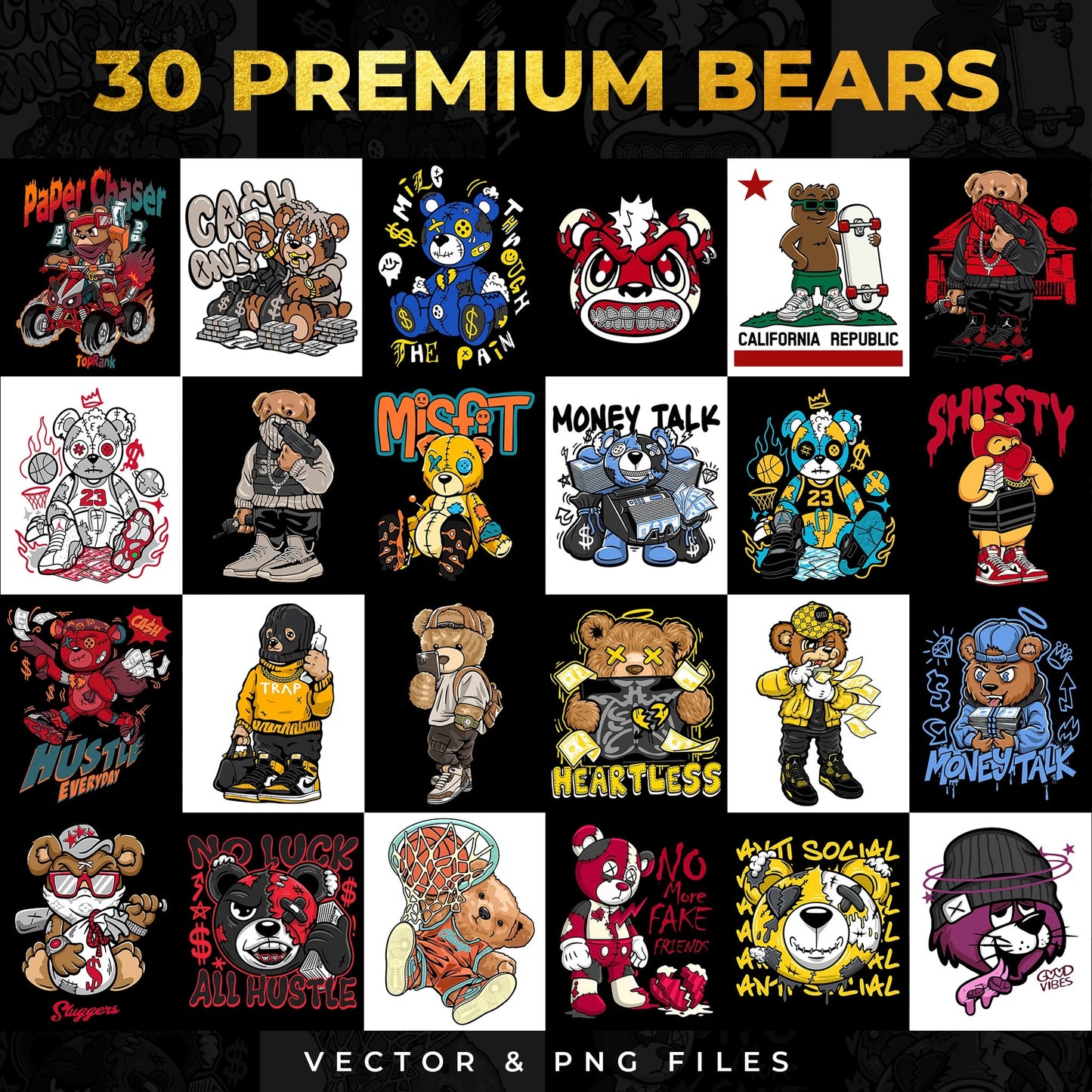 30 Premium Bear T Shirt Designs
