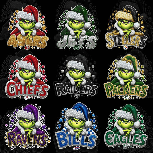 32 Glitter Grinch NFL Designs PNG