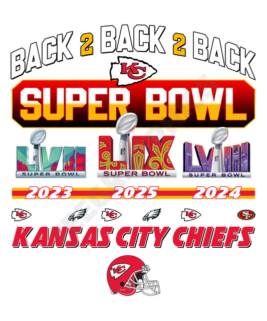 Back2Back2Back Chiefs T Shirt Design