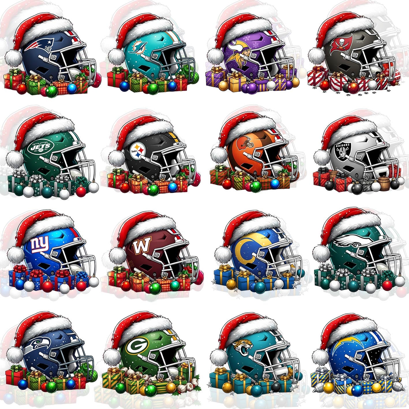 32 Christmas NFL Helmets T Shirt Designs