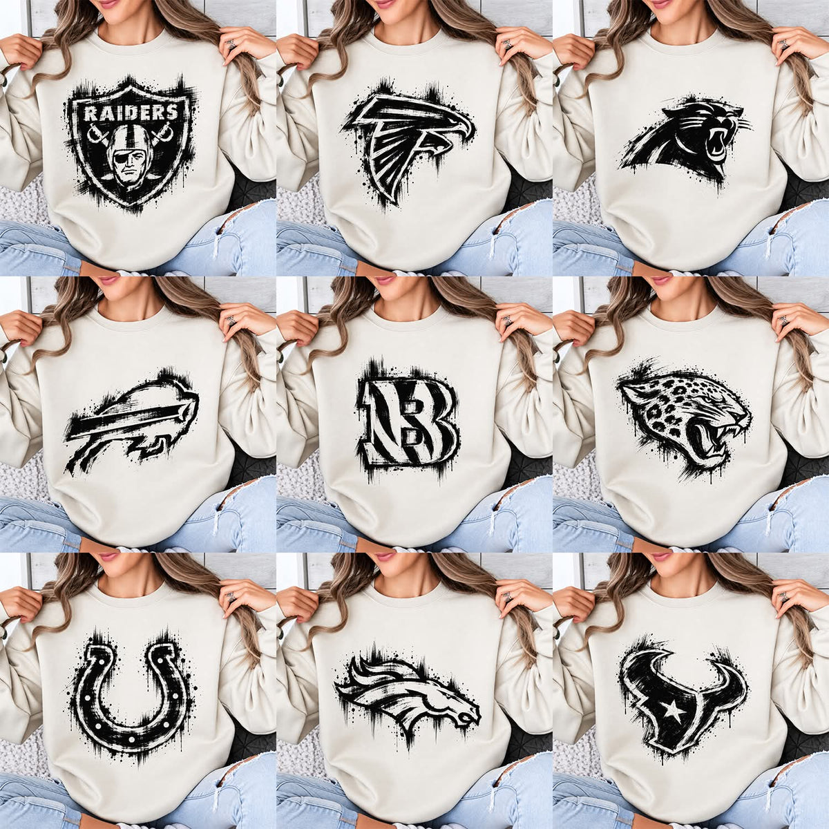 32 Ink Brush Style NFL T Shirt Deisgns