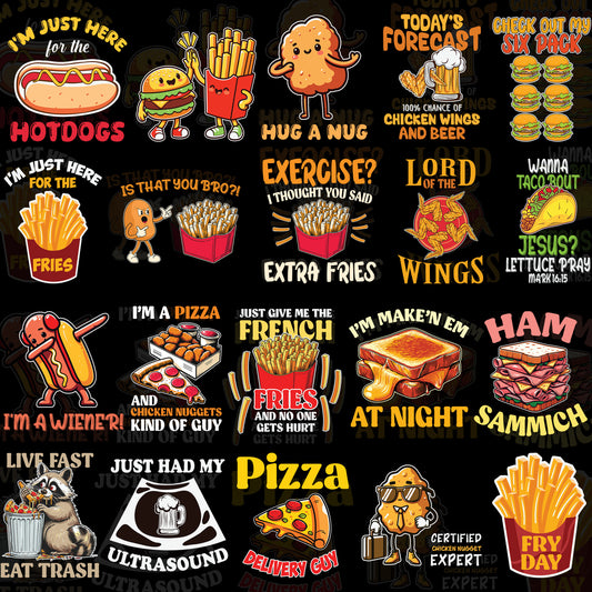 20 Fast Food T Shirt Designs, PNG and Ai files