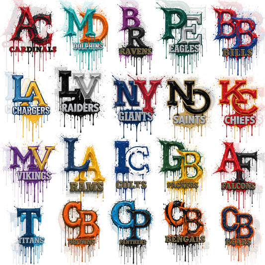 32 Dripping Alphabets NFL T Shirt Designs