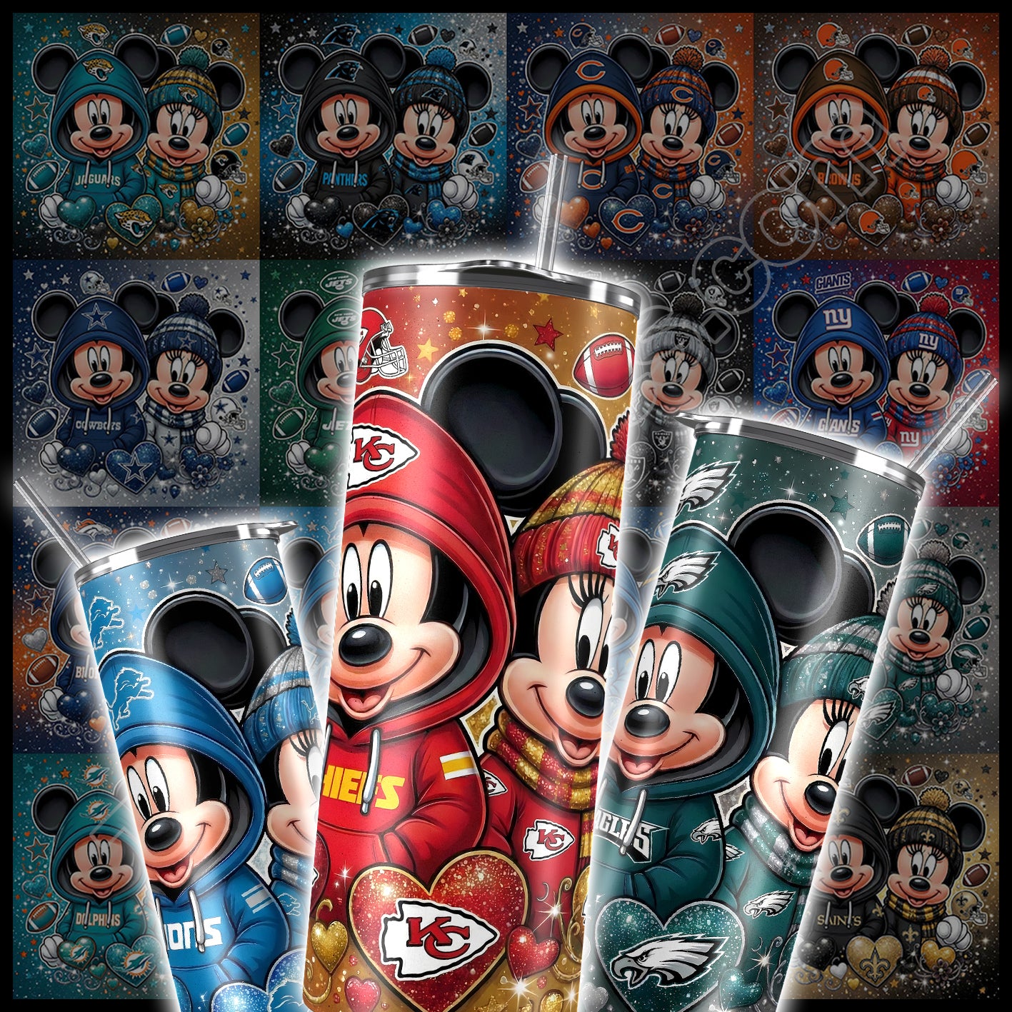 32 Mickey NFL Tumbler Designs FREE Mockups+FREE College Designs