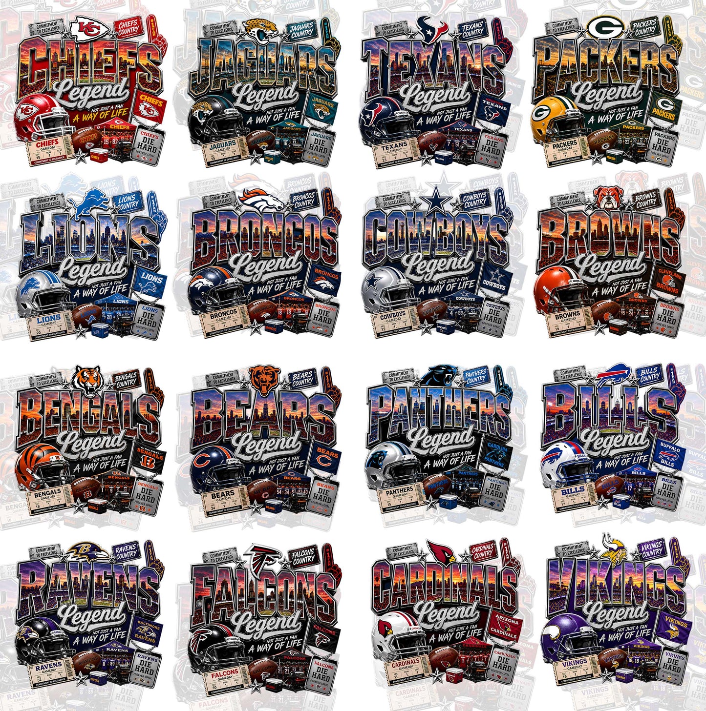 32 NFL Legends T Shirt Designs, FREE College Teams