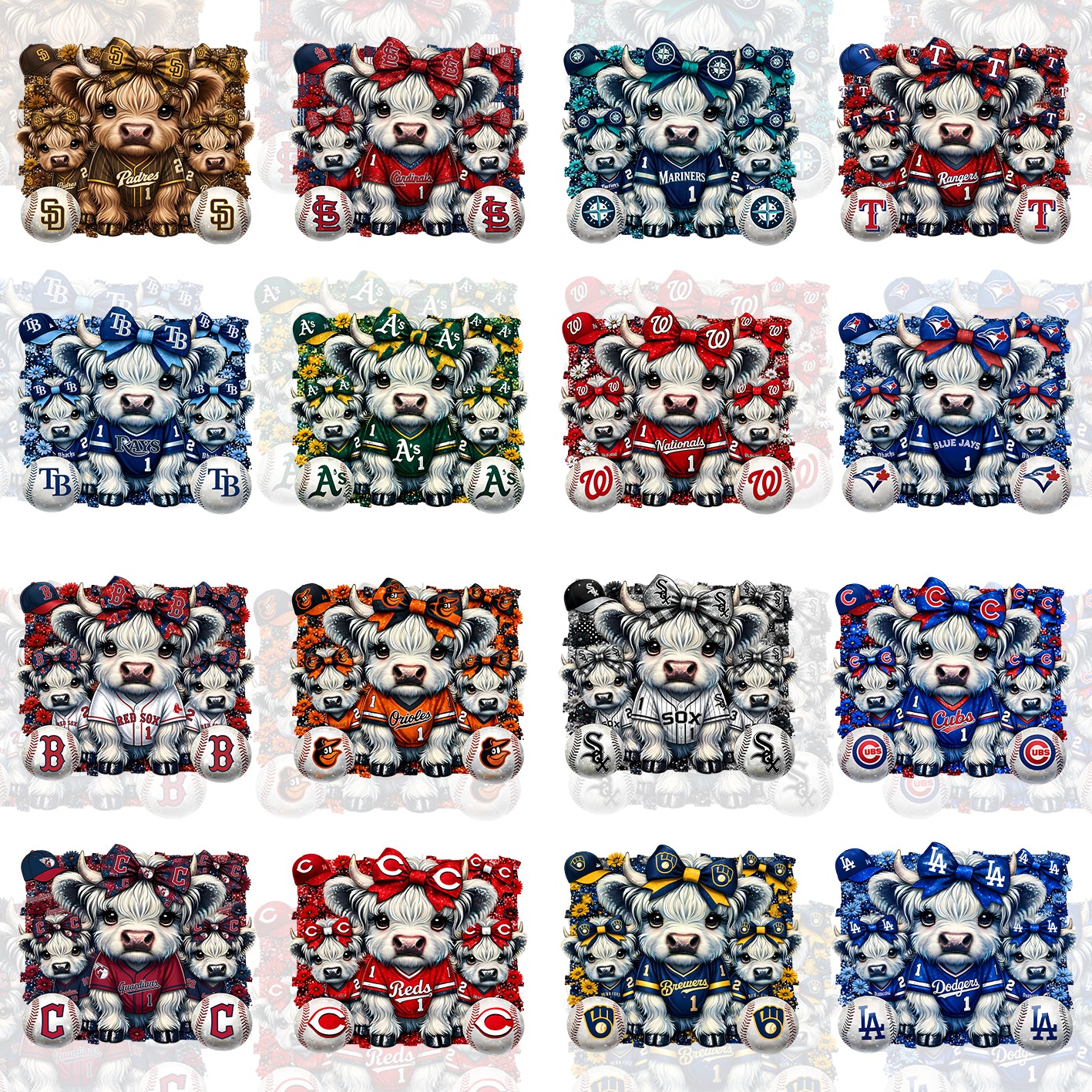 30 Highland Cow MLB T Shirt Designs
