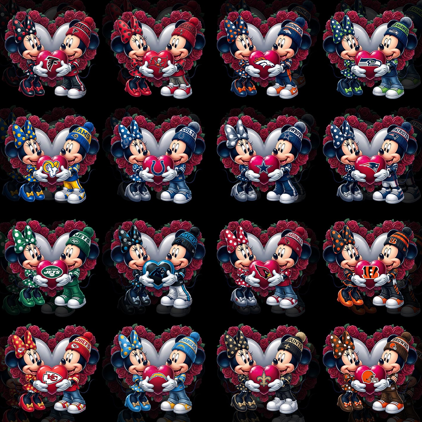 32 Mickey n Minnie NFL T Shirt Designs