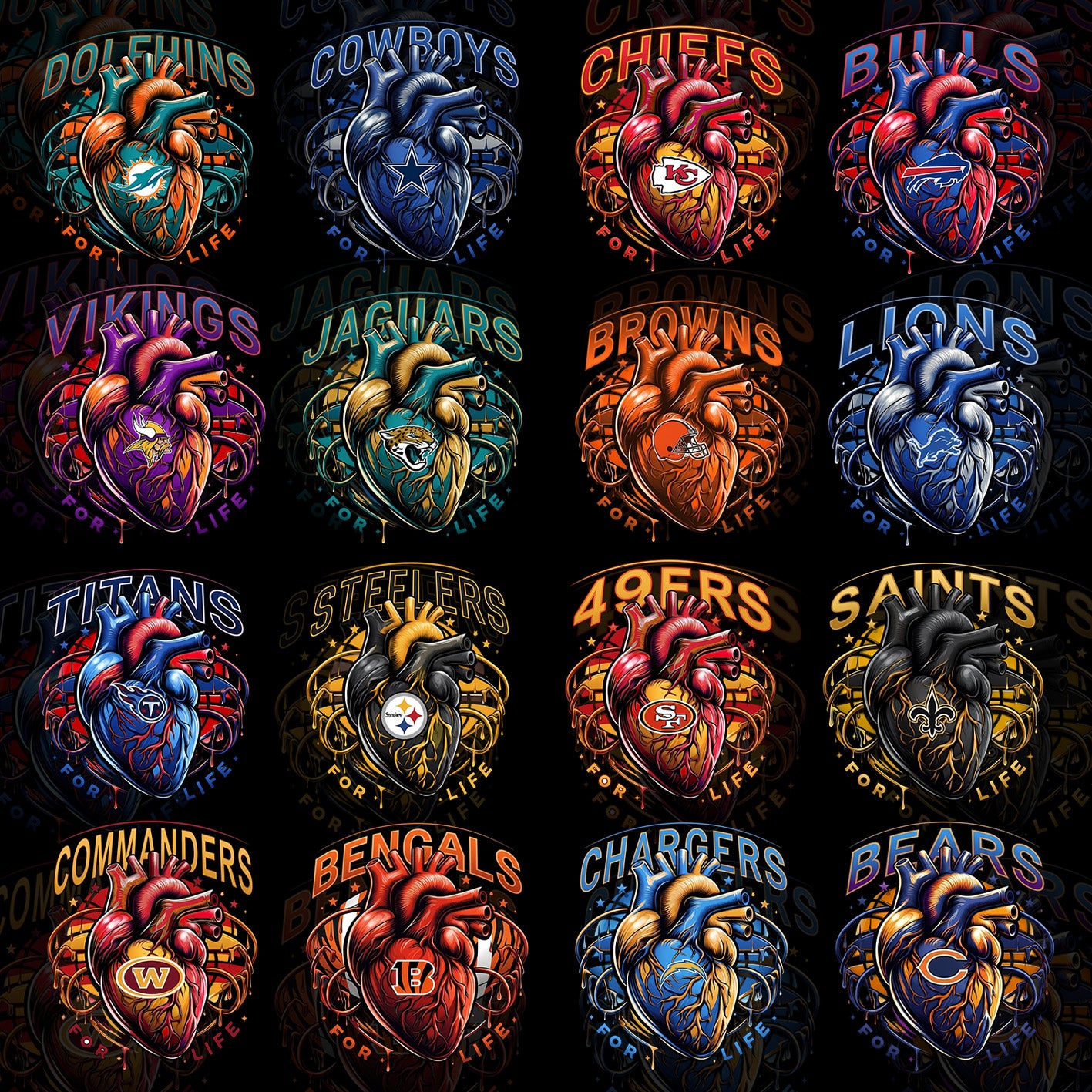 32 NFL Heart For Life T Shirt Deisgns