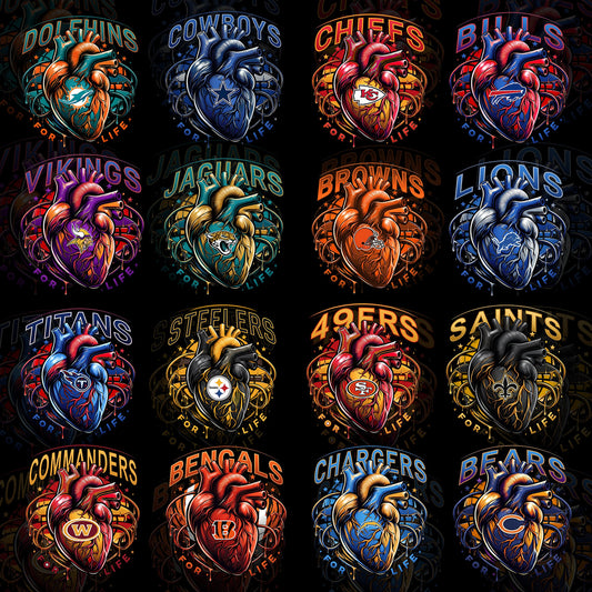 32 NFL Heart For Life T Shirt Deisgns