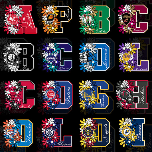 30 Floral NBA Team Initial Designs