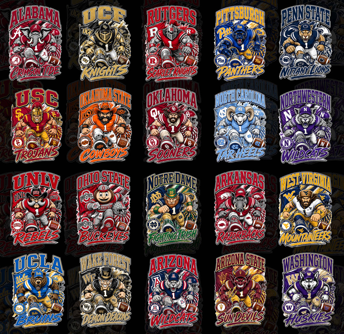 70 Exclusive College Mascots T Shirt Designs PNG