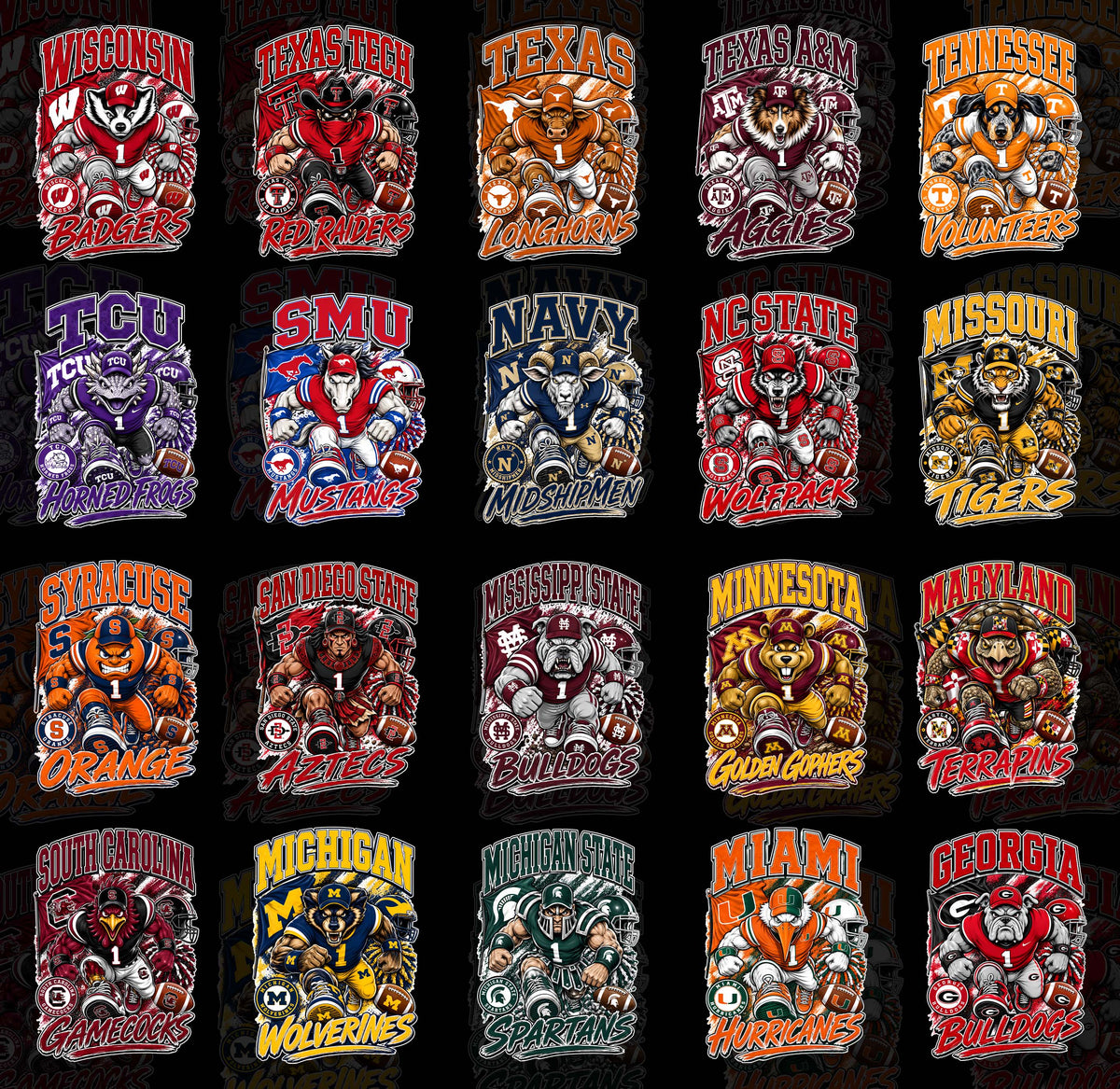70 Exclusive College Mascots T Shirt Designs PNG