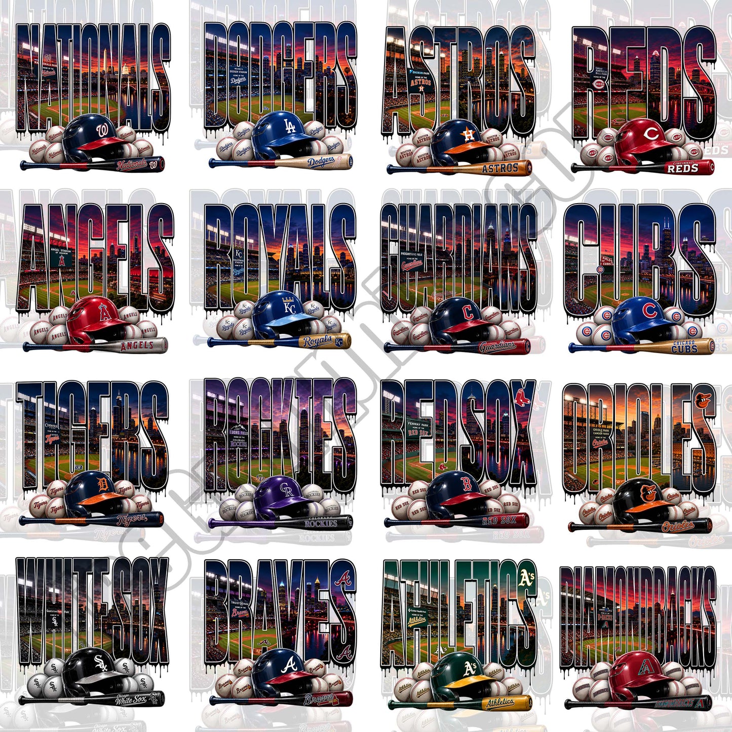 30 MLB Teams Letter Designs PNG