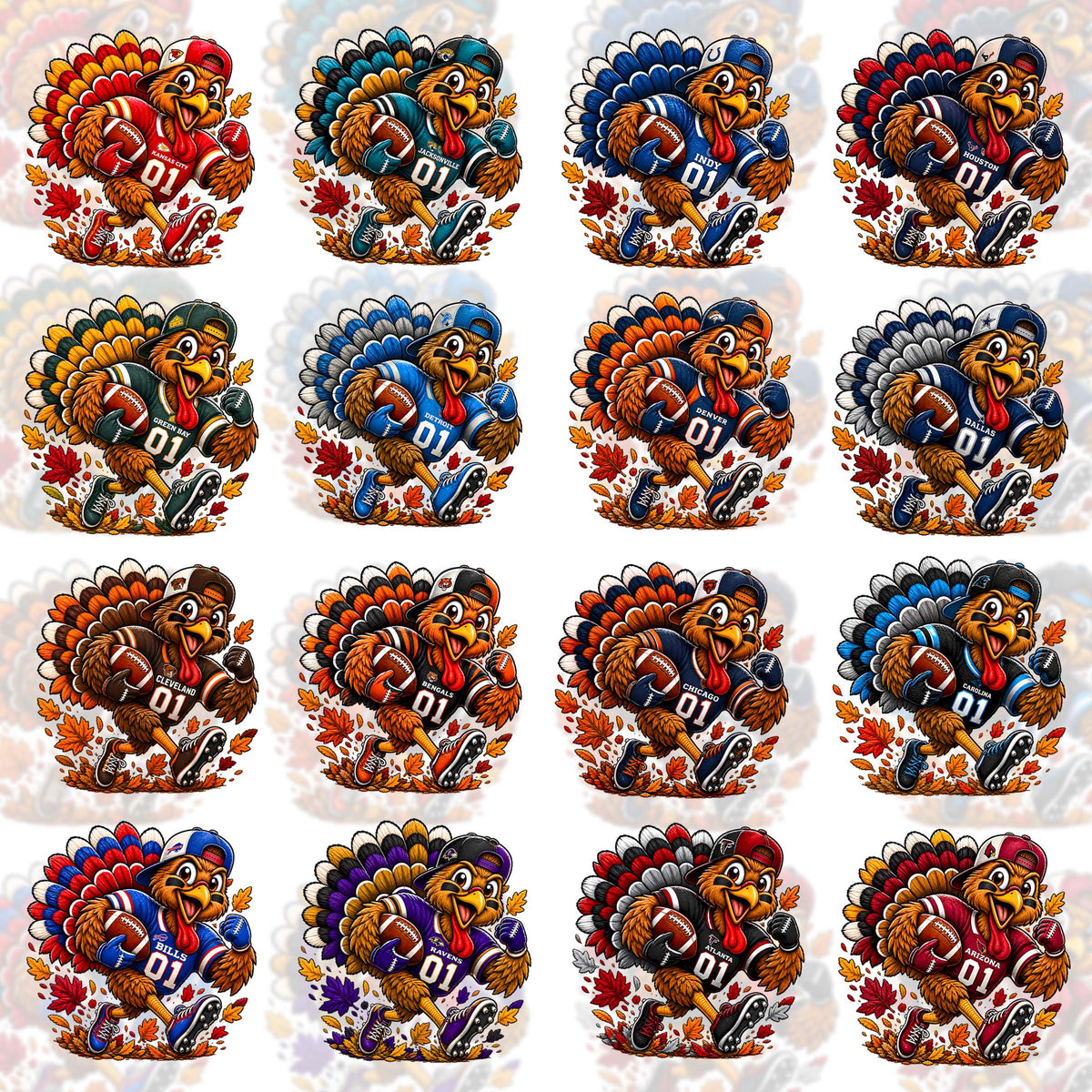 32 NFL Turkey T Shirt Designs+FREE 10 College Desings