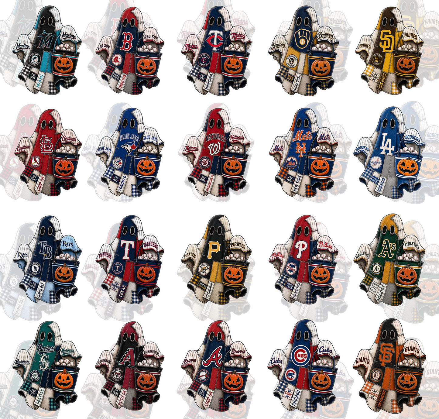 30 MLB Patchwork Ghost T Shirt Designs