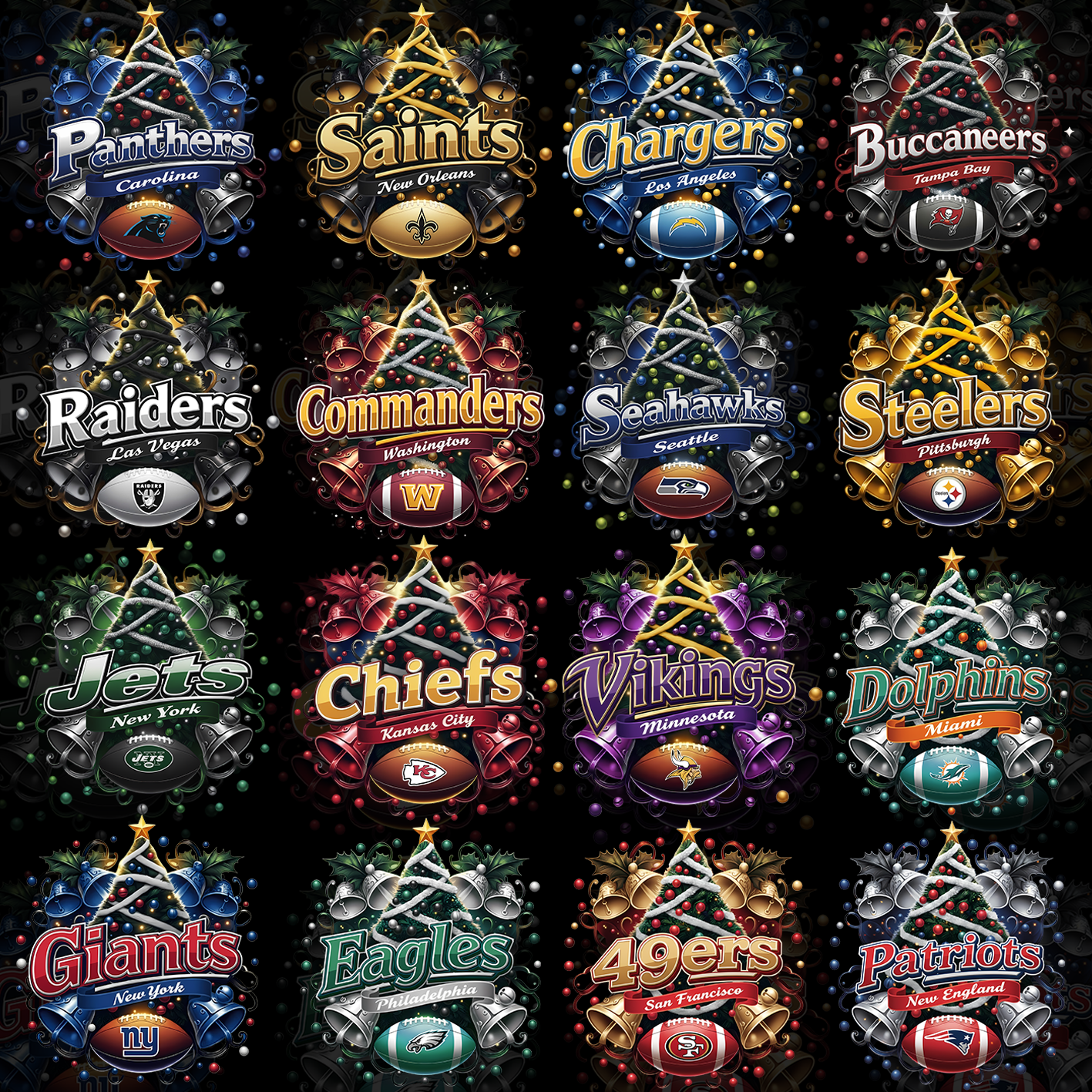 32 Christmas Tree NFL T Shirt Designs