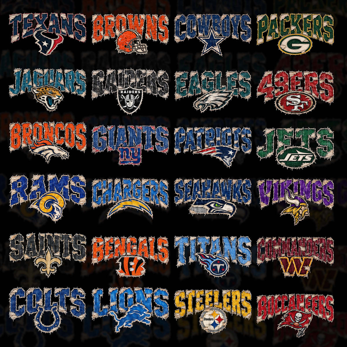 32 NFL Distressed T Shirt Designs+FREE 12 College Designs